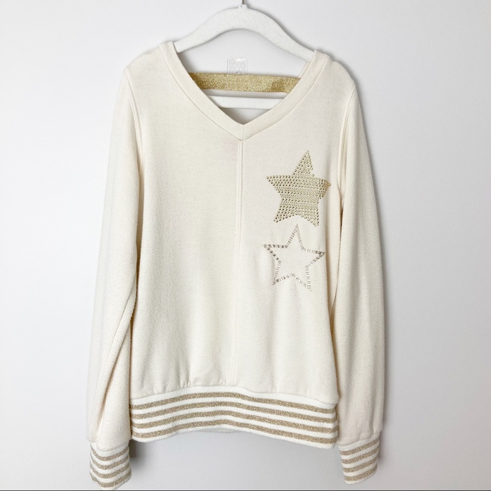 Butter - 6 Girls Cream Sweater with Gold Stars
